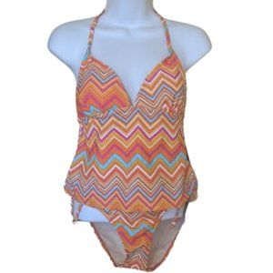 Orange Red Blue 2 piece Bathing Suit Swim Suit Size Medium New NWT